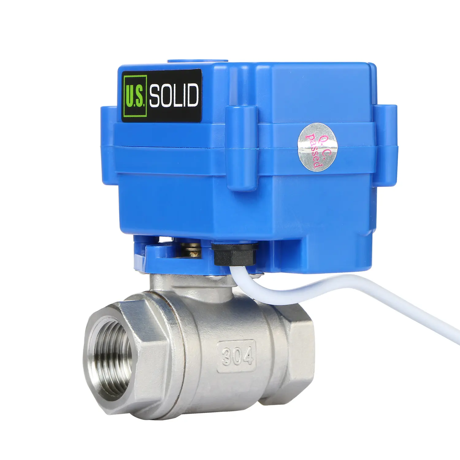 U.S. Solid Motorized Ball Valve 1/2" Stainless Steel Full Port 9-24V AC/DC 2 Wire Auto Return