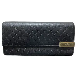 Pre-owned GUCCI Calfskin Small Leather Goods Signature Leather Chain Wallet