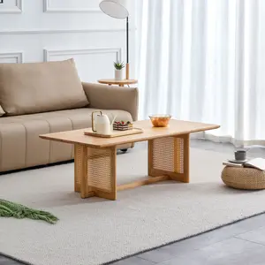 ARCH Chinese style log wind Imitation rattan tea table rectangular solid wood coffee  table small family living room tea table