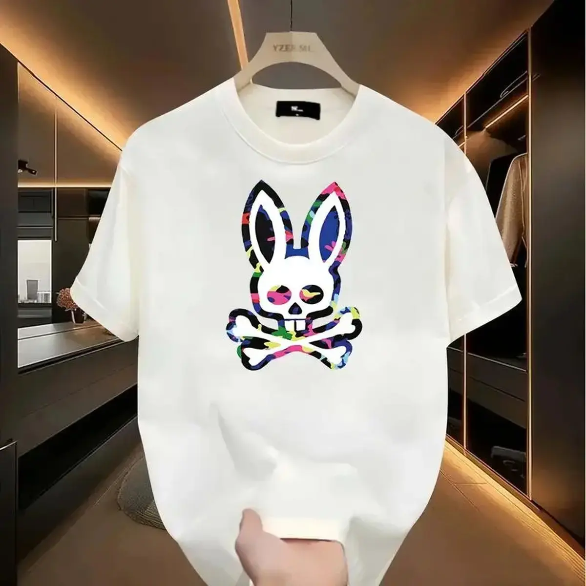 Graphic Tee 100% CottonFashion TrendsColorful bone rabbit T-shirt, suitable for men, women, mothers and friends, couple style, fashionable and loose, youthful and energetic, men's daily wear tops, casual, clothing, simple and trendy, cooSummer 2026 Unisex