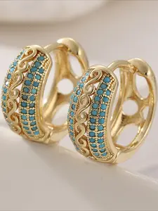 Female Synthetic Turquoise Beads Hoop Earrings for Women's Festive Birthday, Party, Vacation, Shopping, and Casual Attire Accessories High Quality Earrings