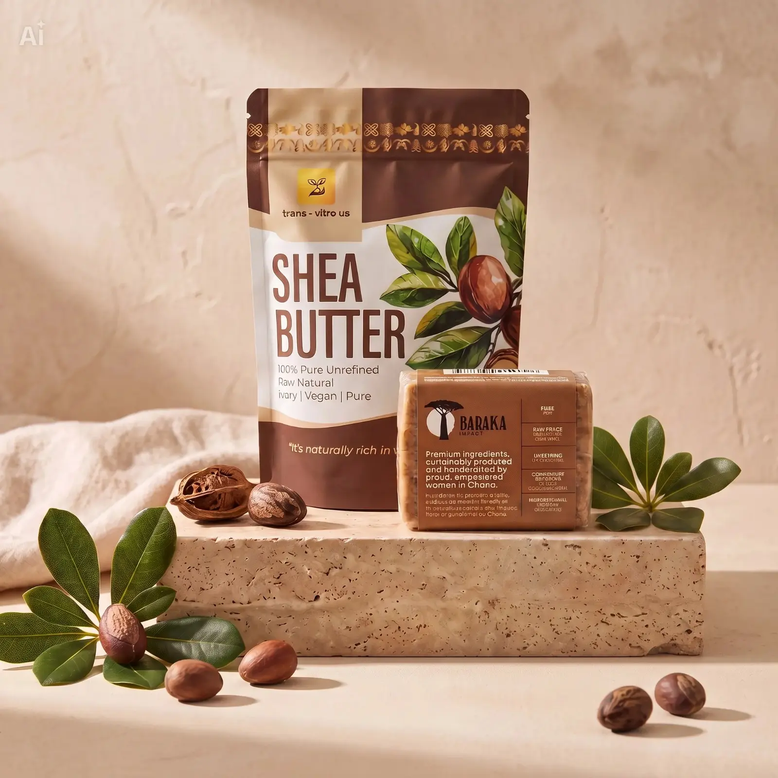 5oz Premium Natural Raw Shea Butter and African Black Soap Soft Duo