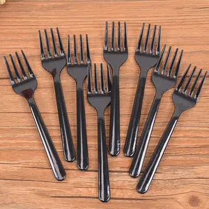 100pcs Solid Color Disposable Fruit Fork, Plastic Multi-function Cake Fork, Kitchen Cutlery & Tableware Supplies for Home Party Gathering