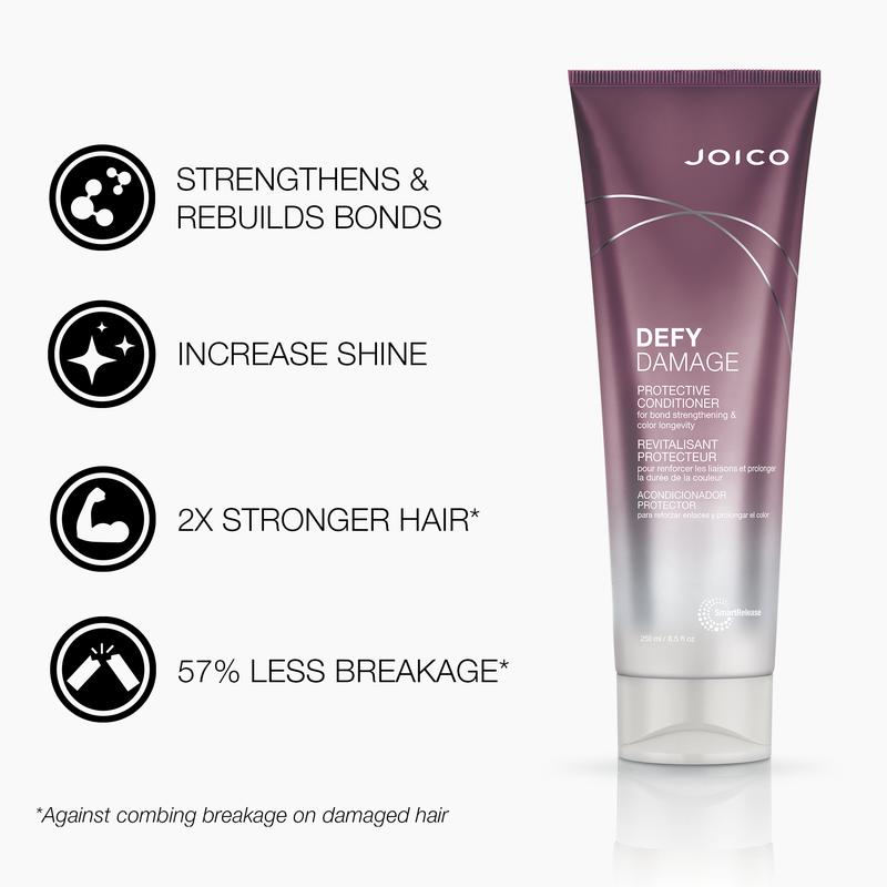 Joico Defy Damage Haircare Trio - Shampoo (10.1oz), Conditioner (8.5oz) & In-A-Flash Treatment for Rapid Repair, Bond Protection & Daily Strengthening