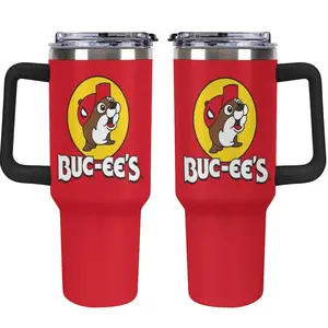 Buc-ee's Beaver Logo Tumbler, Iconic Texas Gas Station Cup, Red Mascot Design Travel Coffee Cup, 40oz Quencher Style Tumbler, Gift for Texas Fans, Road Trip Essentials, Stainless Steel Cup, Kitchen Drinkware