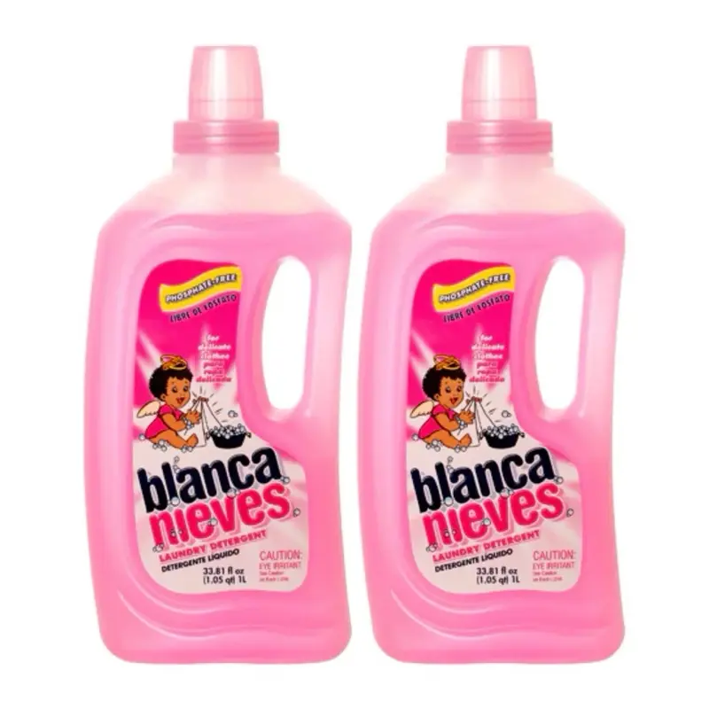 Two Blanca Nieves Liquid Detergents 33.81 fl oz. Each - Phosphate-Free, Cleanses & Protects Clothes, Suitable for Everyday Use