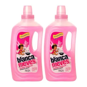 Two Blanca Nieves Liquid Detergents 33.81 fl oz. Each - Phosphate-Free, Cleanses & Protects Clothes, Suitable for Everyday Use