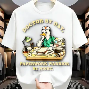 US Local Shipping | 'Doctor By Day Paperwork Warrior By Night' Duck Tee | Men's T-shirt | Career Humor | The relatable life of a modern professional! #DoctorLife #FunnyWork