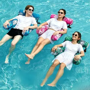 2 Pack Inflatable Water Hammock, Foldable PVC Floating Lounger with Armrests Headrest, Portable Relaxation Float for Pool Beach Party