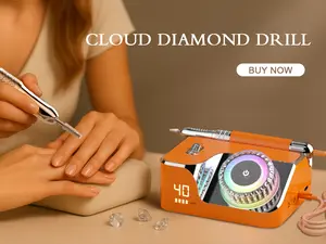 Pullyon Yunzuan PRM40000 Motor Nail Polisher 1000-40000rpm LED UV Pink Battery DC 12V Silent Low Vibration Energy Efficient Matte Finish Brush Manicure Smooth Cuticles Orange