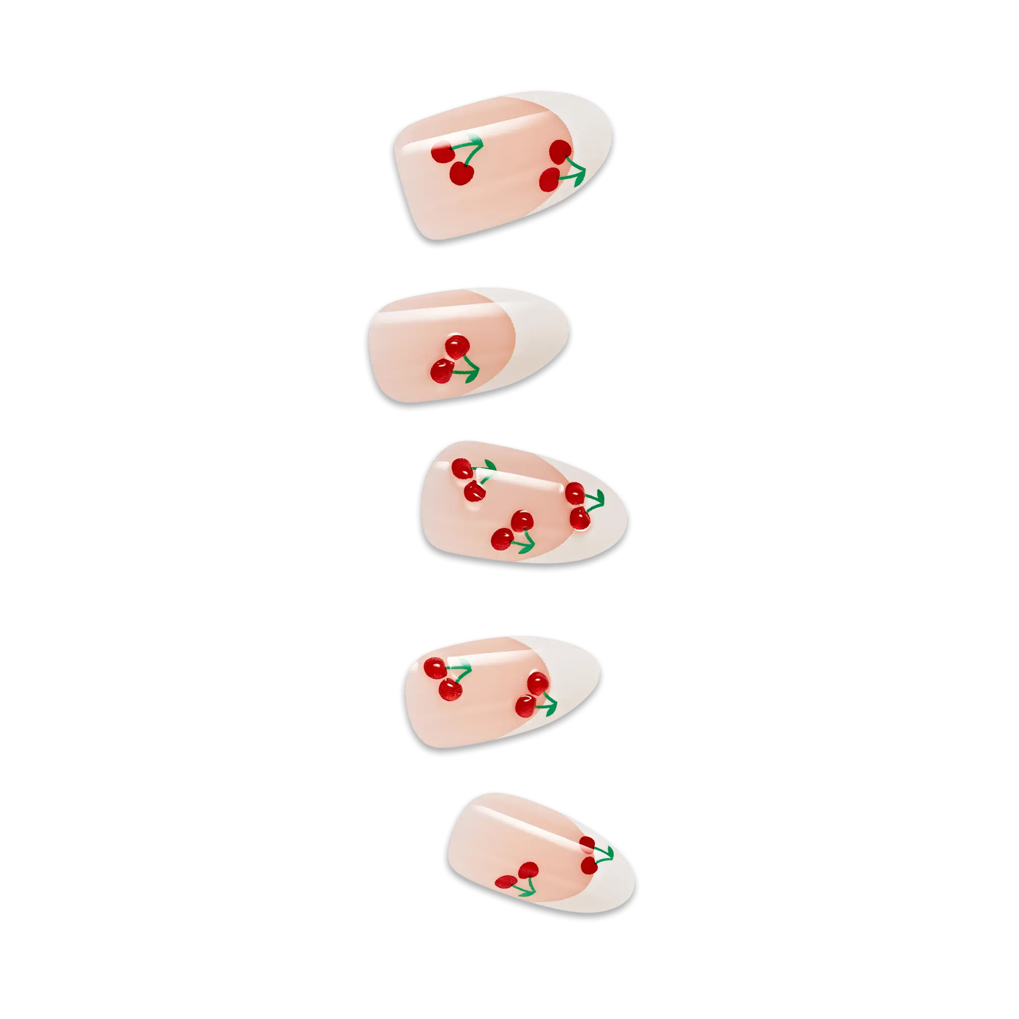 Impress Design No Glue Fake Press On Nails - Coast | French Design, White & Red, Medium, Almond, Manicure