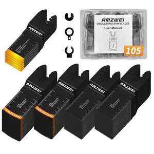 Valentine's Day AMZWEI 105PCS  Titanium Oscillating Saw Blades, Quick Release Multitool Blades Kit, HCS Tool Blades for Wood Plastic Metal Nails Bolts, Compatible with Dewalt Dremel Fein Worx Bosch Makita Milwaukee AMZWEI Super Brand Day Gifts