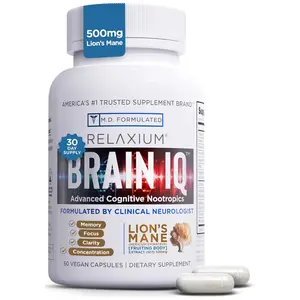 BrainIQ Nootropic Brain Supplement Memory and Cognitive Support with Lions Mane L Threonine and Coffee Extract Brain Wellness Formula 60 Capsules