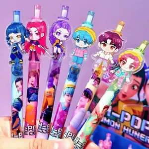Kpop Demon Hunters Cute 0.5mm Black Gel Pens Kawaii Stationery Cartoon Anime Derivative Peripherals School Office Supplies Gifts