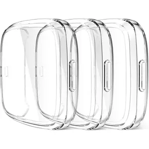 Maledan Ultra Thin Screen Protector Case Compatible with Fitbit Versa 2, 3 Pack TPU HD Full Protective Case Cover Scratch Resistant Shock Absorbing for Versa 2 Smartwatch Bands Accessories