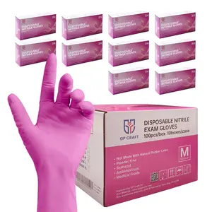 GP Craft SoftTouch Magenta Disposable Nitrile Exam Gloves 3.5mil Powder-Free Latex-Free Elastic Tough for House Chores Box Cleaning Household
