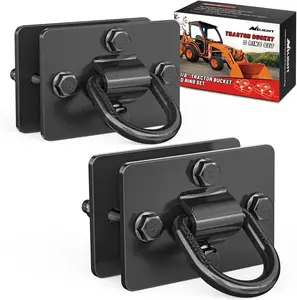 Nilight 2 Pcs Set 1/2" Heavy-Duty D-Rings, Grade 70 Forged Steel Bolt-On Grab Rings with Back Plates, 12000 lbs High Load MBS, Bolt-On & Welded Mount for Tractor Bucket