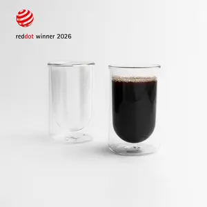 FLUR Tasting Glasses (Set of 2) – Perfect for Coffee, Matcha, Tea & More – For Hot or Iced Drinks – Double-Walled Borosilicate Glass – Handmade, Lightweight & Durable – 11oz
