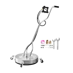 VEVOR 22 Pressure Washer Surface Cleaner, Stainless Steel Pressure Washer Attachments with 4 Wheels, 4500 Max PSI, 3/8 Quick Connector, 2 Spray Nozzles, Dual Handle, for Concrete, Patio, Sidewalk