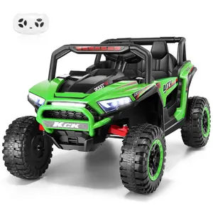 Hikole 24 Volt Ride on Toys for Boys&Girls, 2 Seater Ride on Car for Kids with Manual/Remote Control, 20'' Wide Seats, High/Slow Speeds, Music, Multi Functions Dashboard, Bluetooth/USB, Green