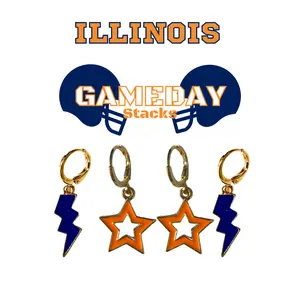 Illinois Spirit Earring Stack For Fighting Illini Game Day