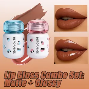 Matte Lip Gloss & Transparent Mirror Finish Lipstick Set, High Pigment Glossy Radiant Long-Lasting Waterproof Sweatproof, Easy to Apply, All Skin Types