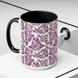 Floral Penis Cup, Sexy P Black Mug, Accent Coffee Mug (11oz), Naughty Gift, Inappropriate Tea Cup, Mature Coffee Mug, Tea - Coffee Lover For Family Mug