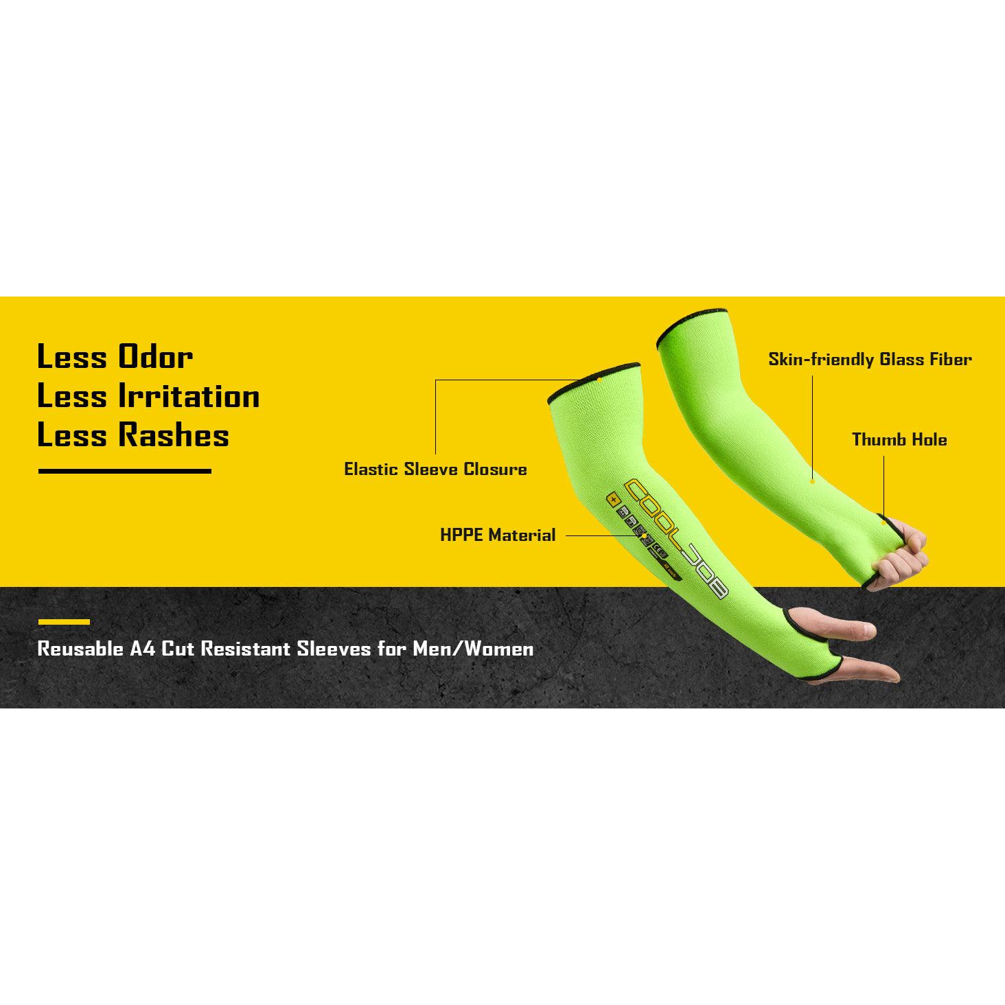 COOLJOB 3 Pairs 14/18in A4 Cut Resistant Sleeves with Thumb Hole, UV Sun Protection Arm Sleeves