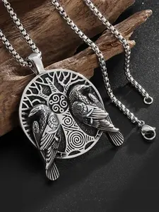 Nordic Mythology Odin Raven Alloy Pendant, Vintage Unisex Necklace, New Cross-Border Design, Retro Style Jewelry for Men and Women