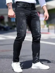 Men's Casual Slim-Fit Denim Jeans Pants, Pocket, Comfortable Fabric, All-Season Wear, Multiple Sizes Available, Versatile Daily Option Streetwear