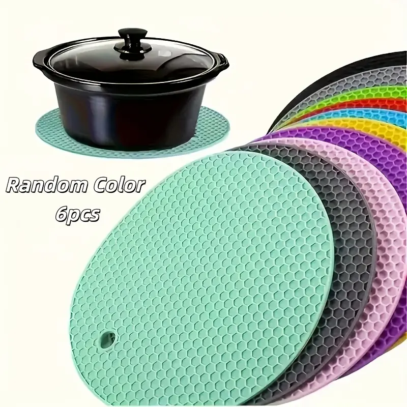 6 Pcs Silicone Honeycomb Non-Slip Placemats, Multifunctional Kitchen & BBQ Mats, All-Season RV Essentials, Colorful Table Mats for Daily & Festival Use, Washable Placemats, Wipeable Placemats, Reusable Silicone Mat