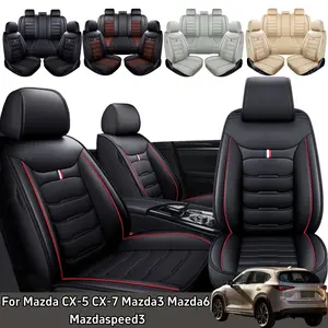 For Mazda CX-5 2013-2023/ CX-7 2007-2012/ Mazda3 2010-2019/ Mazda6 2010-2021/ Mazdaspeed3 2008-2013 Car 5 Seat Covers, Premium Leather Front & Rear Full Set Seat Covers Cushion Protector Pad Mat, Split Rear Benches Auto Interior Decoration Accessories