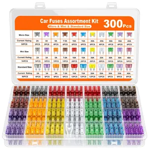 300Pcs Car Fuse Assortment Kit, 160 Mini Blade Fuses Automotive + 90 Standard Auto Fuses + 50 Micro + Puller – Replacement for RV Camper Boat Truck (2Amp 3A 5A 7.5A 10A 15A 20A 25A 30A 35A 40A)