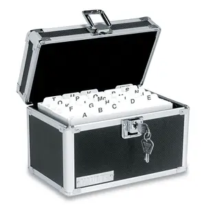 Idea Stream  5 x 8 in. 550 Cards Locking Index Card File Holds, Black, Desk Supplies Set, File Tray, Work Organizer, Stationery Office Supplies