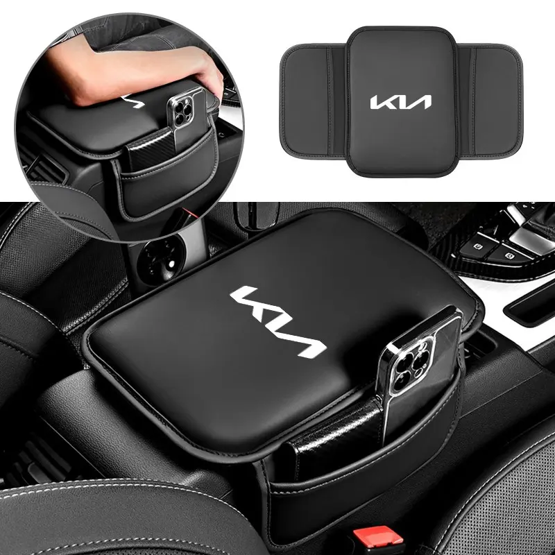 PU Leather Car Armrest Box Pad Car Console Organizer Auto Armrest Mat For Kia Sportage Rio Picanto Morning Stonic Ceed Niro Sorento Ray Interior Accessories Car Organizers Car Organizers And Storage Car Organization Accessories