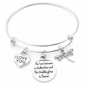 Godmother Goddaughter Bracelet – 'The Love Between a Godmother and Her Goddaughter is Forever' Silver Charm Bangle