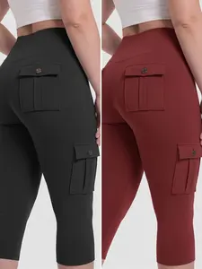 2 Pack High Waisted Capri Leggings for Women – Booty Lift, Tummy Control, 4 Pocket Stretch Yoga Pants