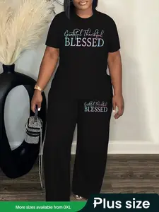 Women's Fashion Leopard Print Short Sleeve Top & Wide Leg Pants Set, Elegant Fitted Two-Piece for All Seasons