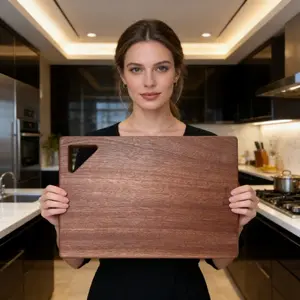 1-Piece Sapele Wood Cutting Board, Minimalist Modern Style, One-Piece Construction & Non-Slip Feet, for Small Kitchens & Daily Food Prep