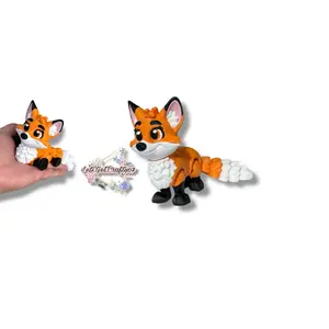 Fox | 3-D Printed Articulating Figurine - Realistic Design Animals Mini Fidget Collectible Room Decor