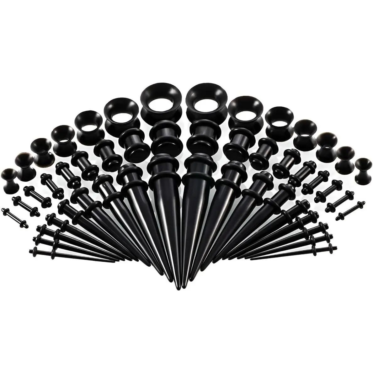 1 SET 14 G-00 G Cyan Solid Acrylic Ear Tapers Plugs Stretching Kit Hide Silicone Flare Tunnels Cone Stretch Expander Gauges Septum Stretcher Body Piercing Jewelry Women Men