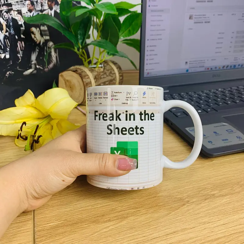 Freak In The Sheets Mug, Spreadsheet Ex-cel Cup, Novelty Office Gifts for Birthday Christmas New Year Men Women