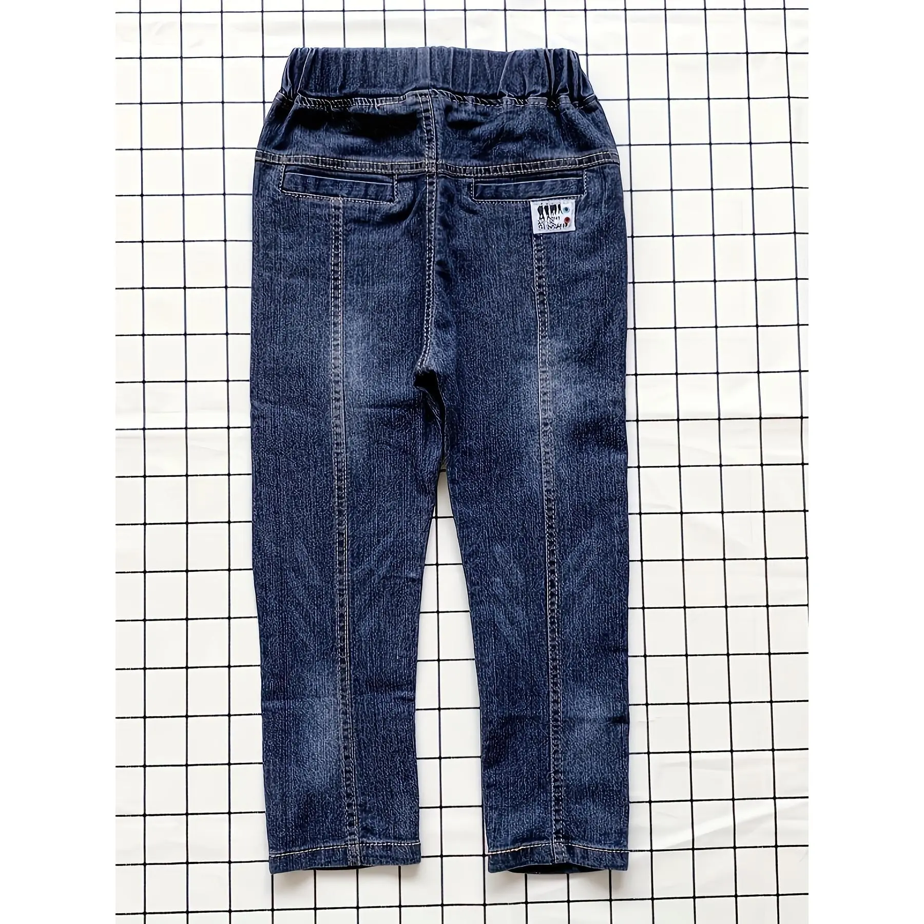 Boys' Slim-Fit Medium Elastic Jeans, Casual Gray with White Stitching, Casual Wear, 4-Season Use, Hand Washable