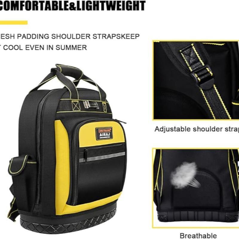 Tool Backpack with Waterproof Base, Durable Multi-functional Pocket for Electrician and Industrial and Construction Work, Tool Organizer, Tool Bag