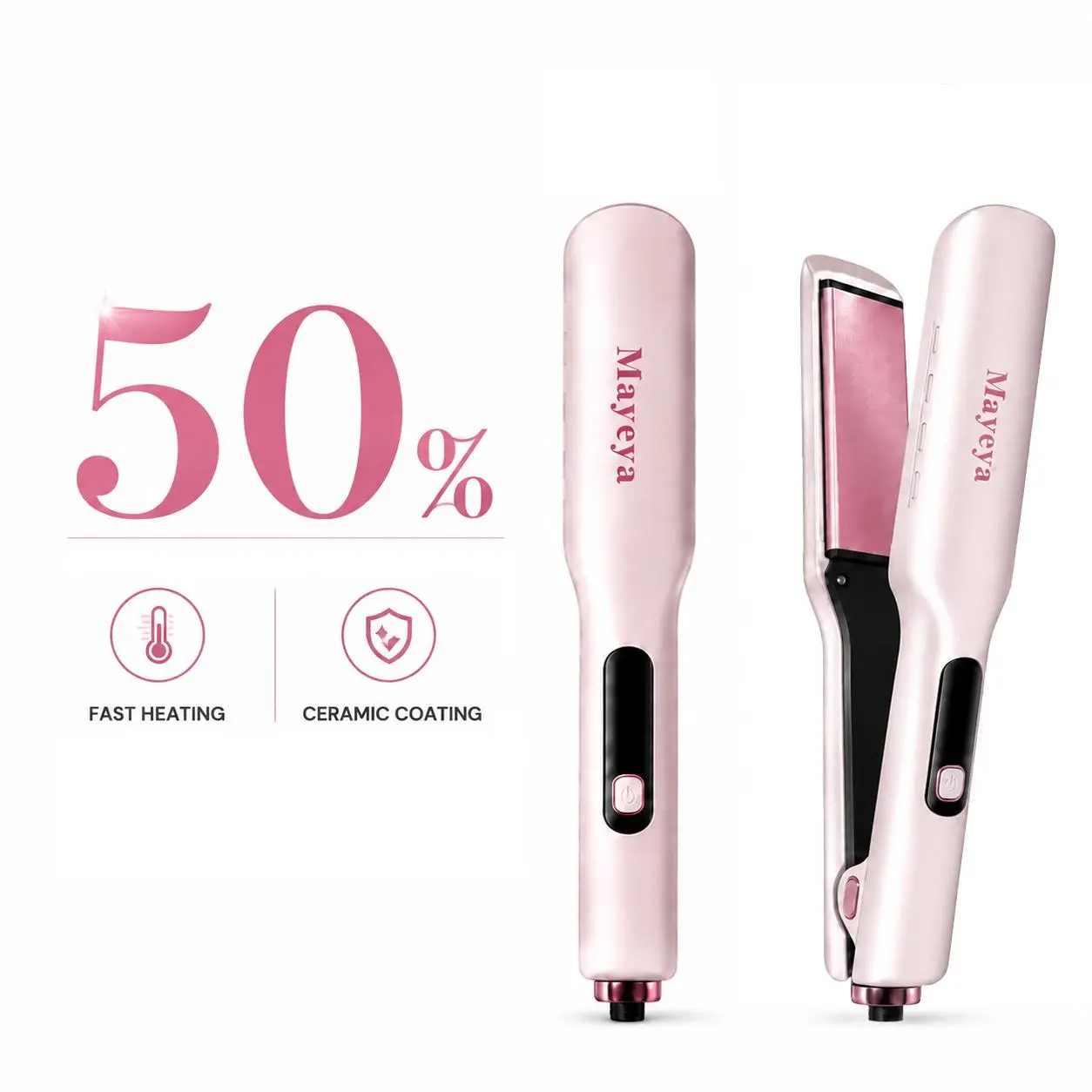 MAYEYA Ionic Hair Straightener Brush, Ceramic Hot Comb with 3 Adjustable Heat Settings for Silky, Frizz-Free Straightening of Curly & Wavy Hair, Straightening Curly Hair Smooth Hair Styling Hair Styling Tools