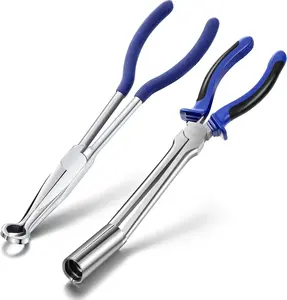 Spark Plug Puller Tool Set - 2 Pack Carbon Steel Spark Plug Boot & Pulling Pliers with Anti-Slip Handles for Easy Removal & Repair - Blue