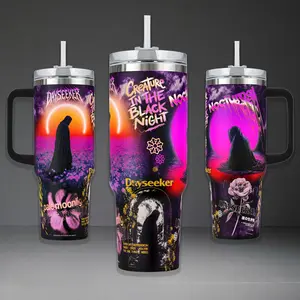 Dayseeker Band Post-Hardcore Printed Insulated Drinkware - 40oz Coffee Cup With Handle & Lid, 20oz Reusable Cup, Gifts For Post-Hardcore Fans