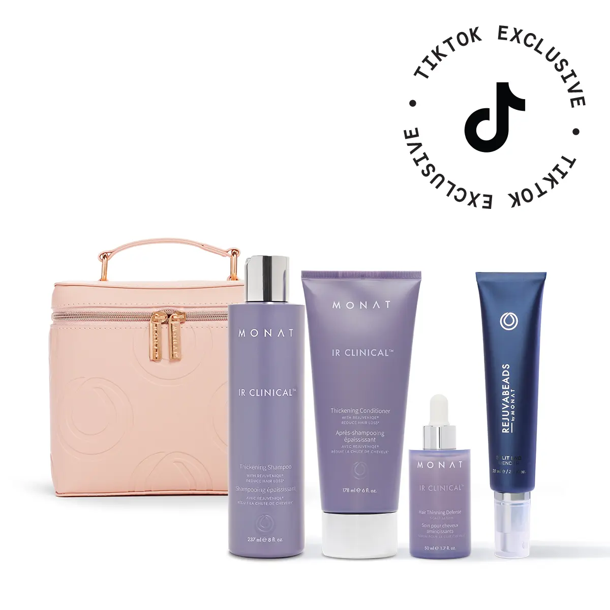 MONAT IR Clinical Hair Thinning Defense System + REJUVABEADS Split End Mender | Thickening Hair Care Set for Fuller, Stronger Hair