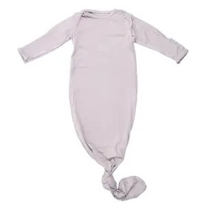 Three Little Tots Harbor Mist Knotted Newborn Baby Gown Sleeper - Perfect for Baby's First Night Sleep