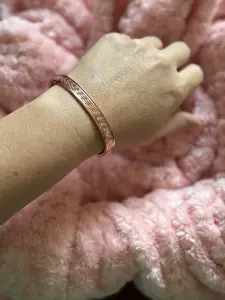 Dainty Rose Tone Greek Design Bangle